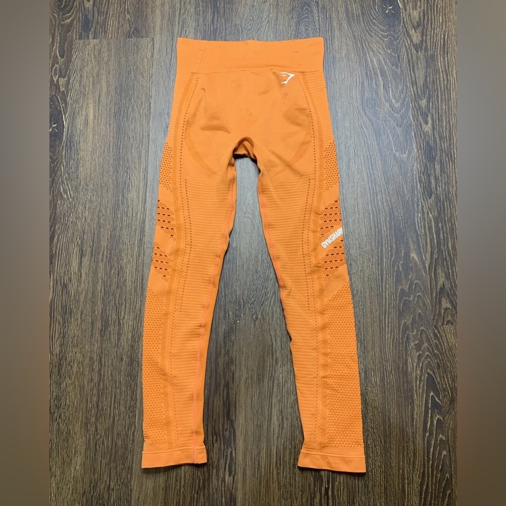 Gymshark Women’s Leggings High Rise Perforated Burnt Orange Seamless